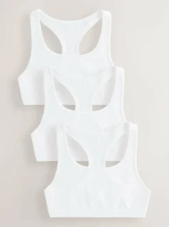 Next Racer Back Crop Tops 3 Pack (5-16yrs) White Clearance