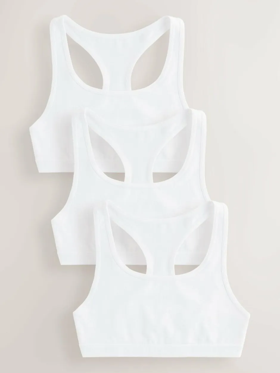 Next Racer Back Crop Tops 3 Pack (5-16yrs) White Clearance