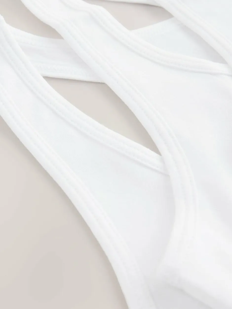 Next Racer Back Crop Tops 3 Pack (5-16yrs) White Clearance