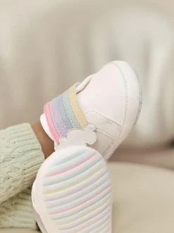 Next Baby Touch Fasten Trainers (0-24mths) White Rainbow Discount