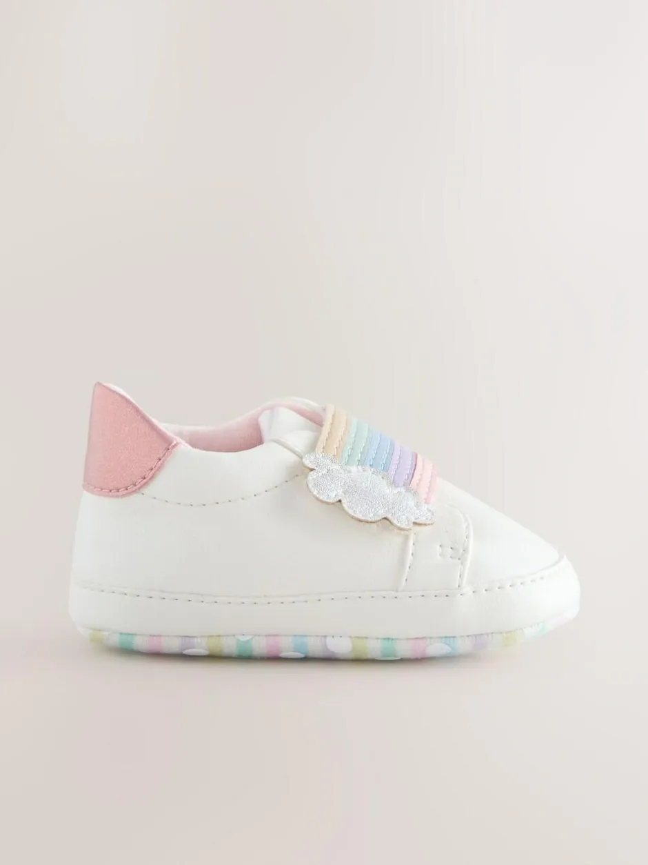 Next Baby Touch Fasten Trainers (0-24mths) White Rainbow Discount