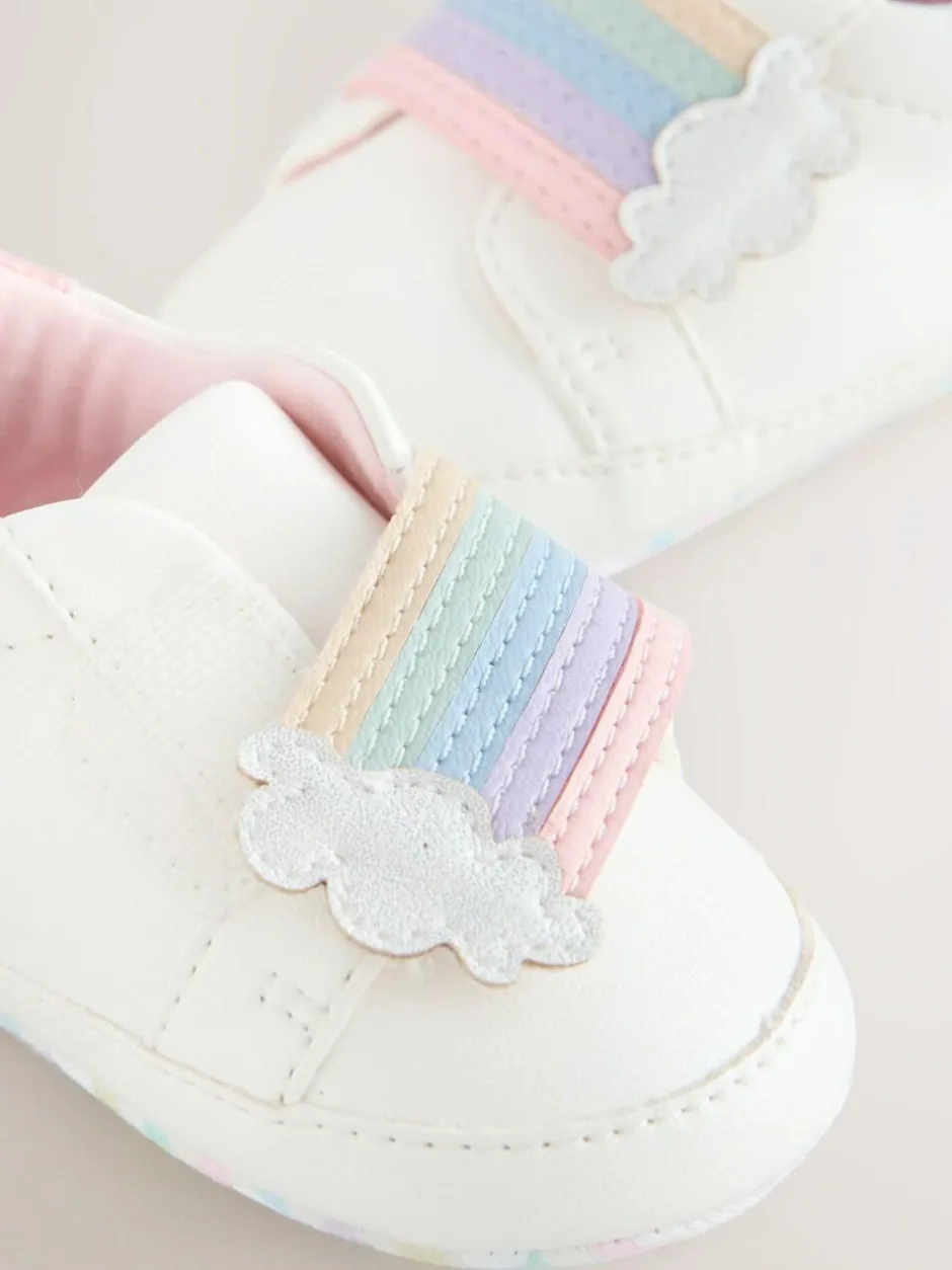 Next Baby Touch Fasten Trainers (0-24mths) White Rainbow Discount