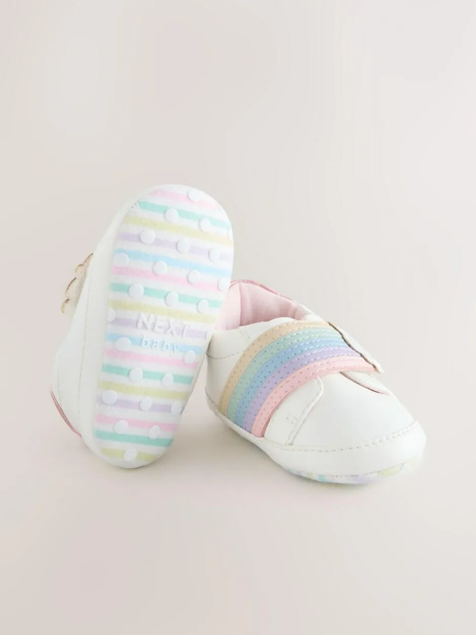 Next Baby Touch Fasten Trainers (0-24mths) White Rainbow Discount