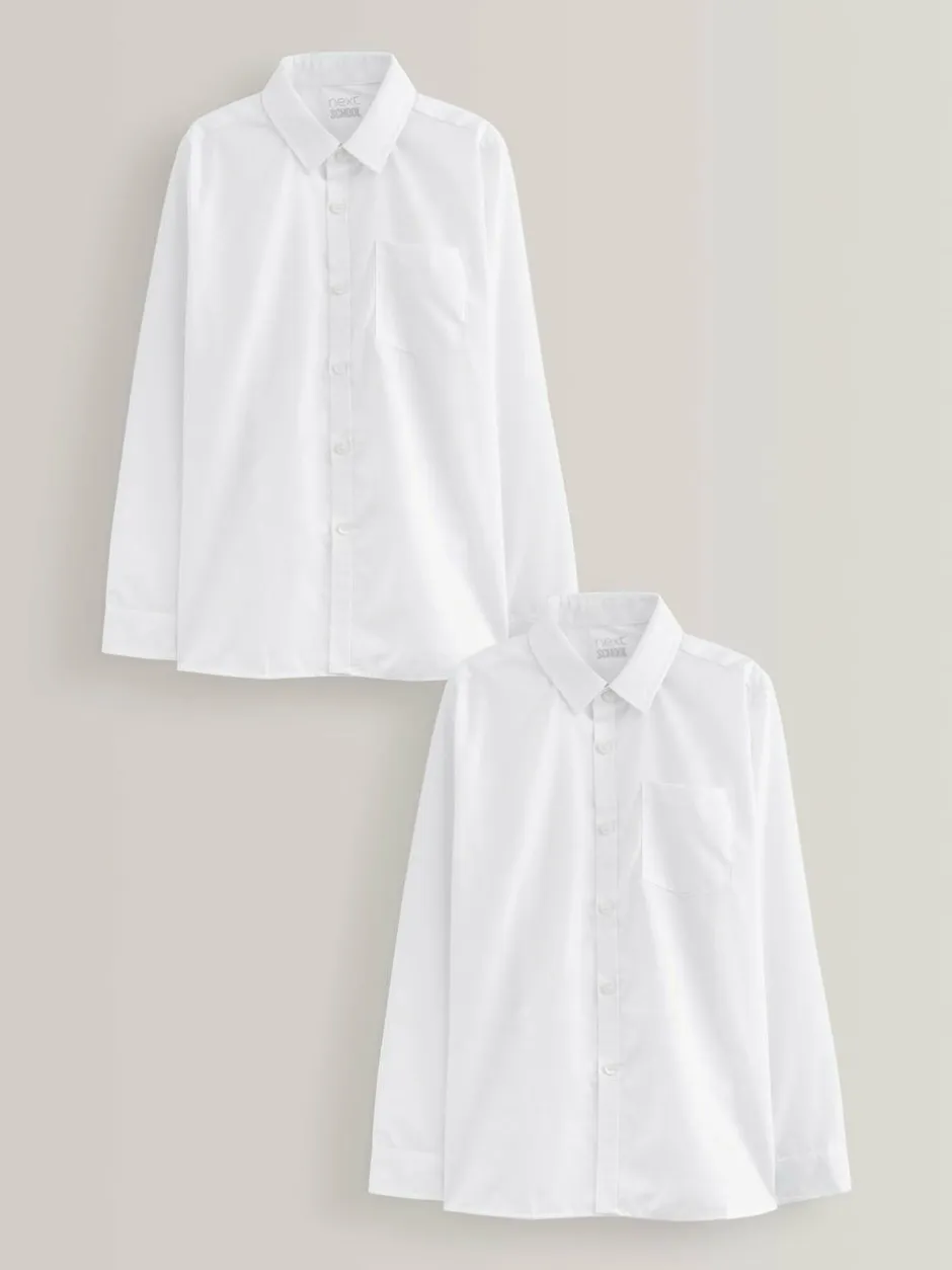 Next Regular Fit 2 Pack Long Sleeve School Shirts (3-17yrs) White Hot