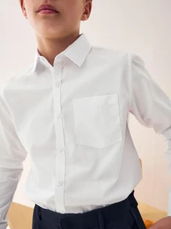 Next Regular Fit 2 Pack Long Sleeve School Shirts (3-17yrs) White Hot