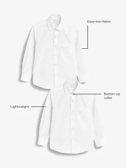 Next Regular Fit 2 Pack Long Sleeve School Shirts (3-17yrs) White Hot