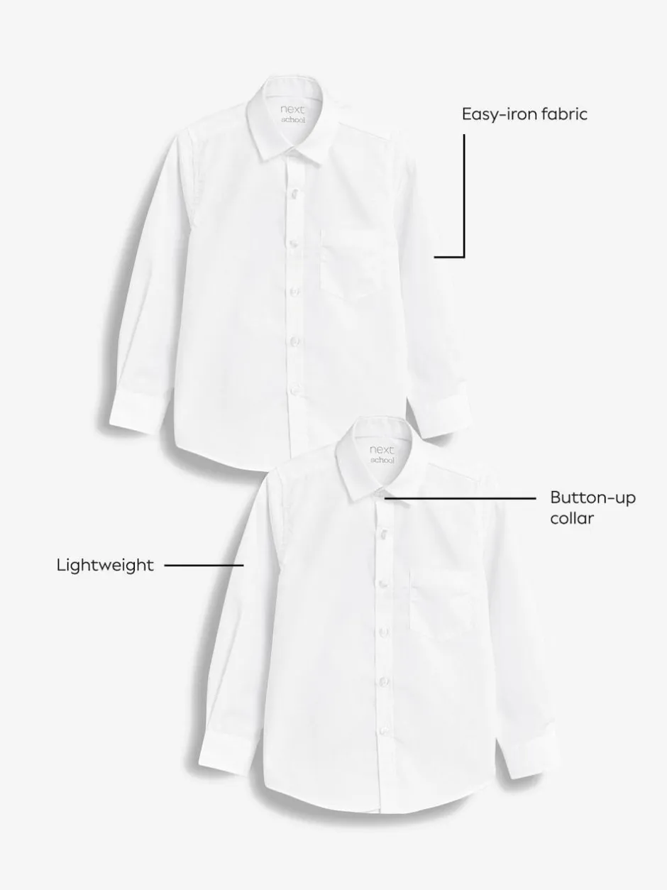 Next Regular Fit 2 Pack Long Sleeve School Shirts (3-17yrs) White Hot