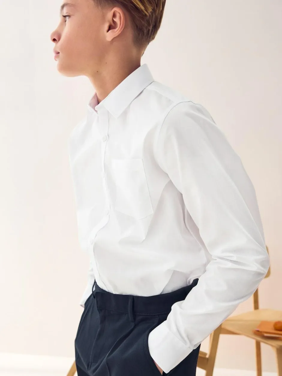 Next Regular Fit 2 Pack Long Sleeve School Shirts (3-17yrs) White Hot