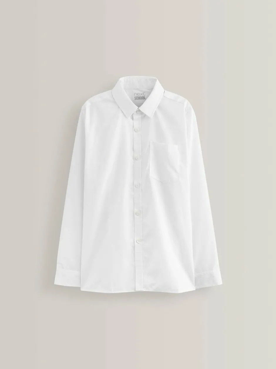 Next White Regular Fit 5 Pack Long Sleeve School Shirts (3-17yrs) Outlet