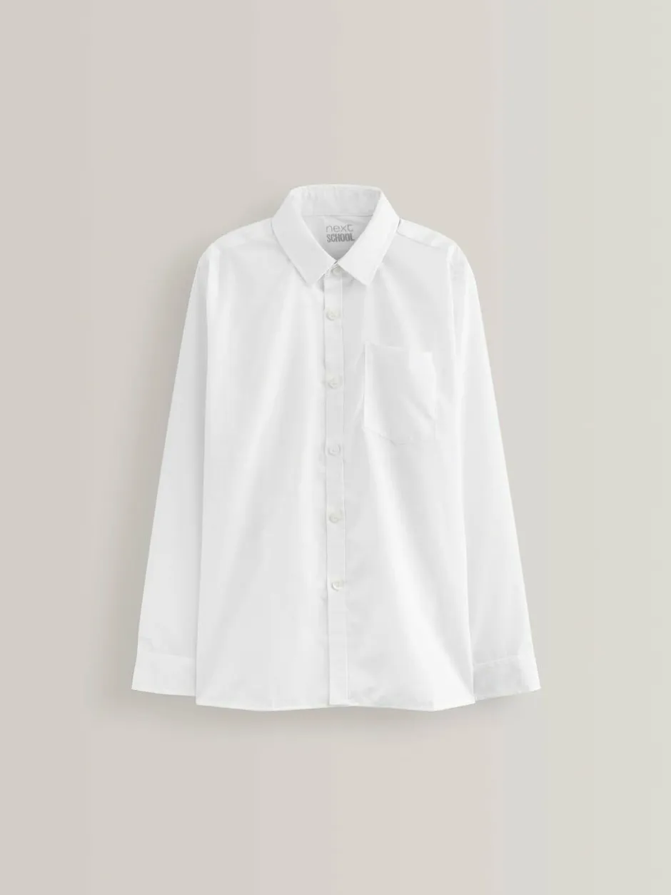 Next White Regular Fit 5 Pack Long Sleeve School Shirts (3-17yrs) Outlet