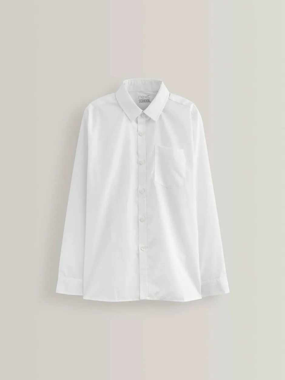 Next White Regular Fit 5 Pack Long Sleeve School Shirts (3-17yrs) Outlet