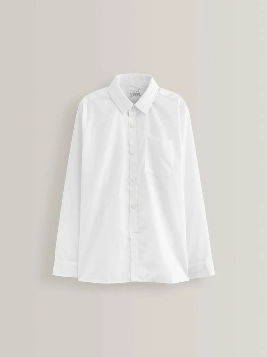 Next White Regular Fit 5 Pack Long Sleeve School Shirts (3-17yrs) Outlet