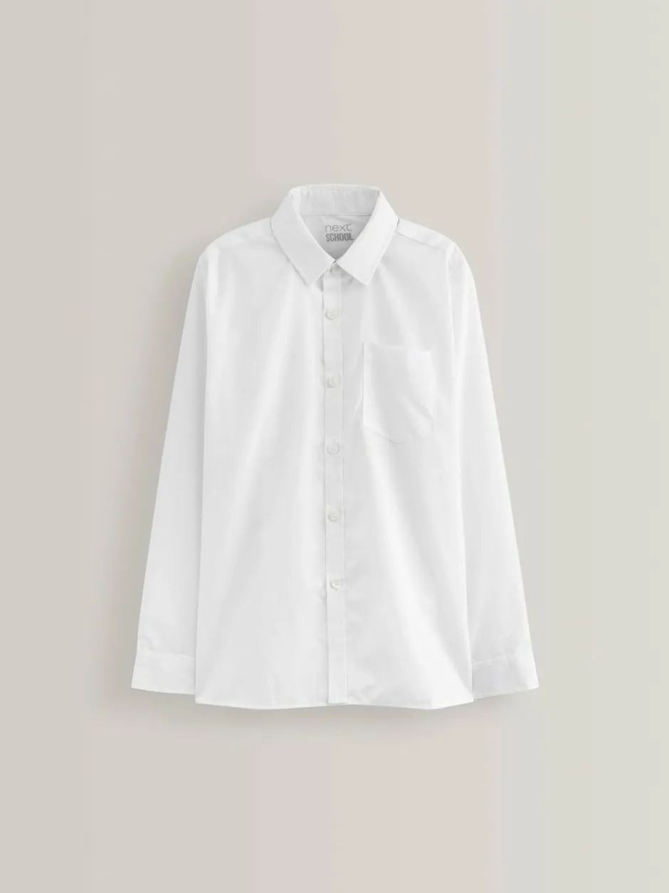 Next White Regular Fit 5 Pack Long Sleeve School Shirts (3-17yrs) Outlet