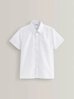 Next White Regular Fit 5 Pack Short Sleeve School Shirts (3-17yrs) Outlet