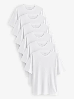 Next White Regular Fit Essential Cotton T-Shirts 6 Pack New