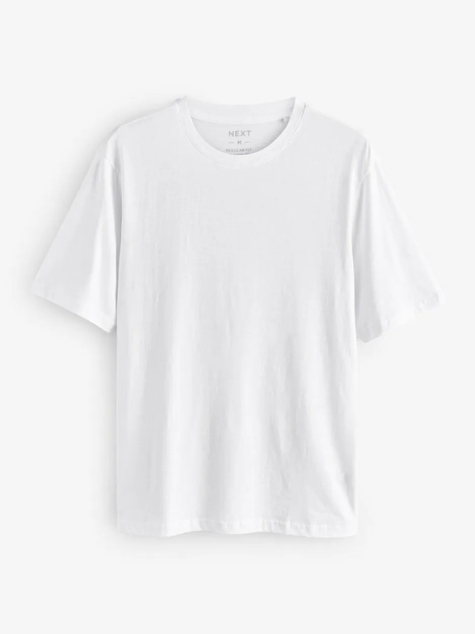 Next White Regular Fit Essential Cotton T-Shirts 6 Pack New