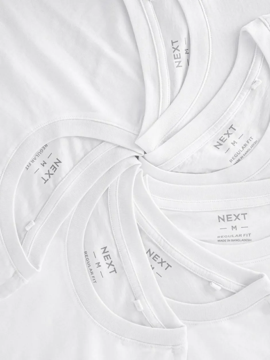 Next White Regular Fit Essential Cotton T-Shirts 6 Pack New