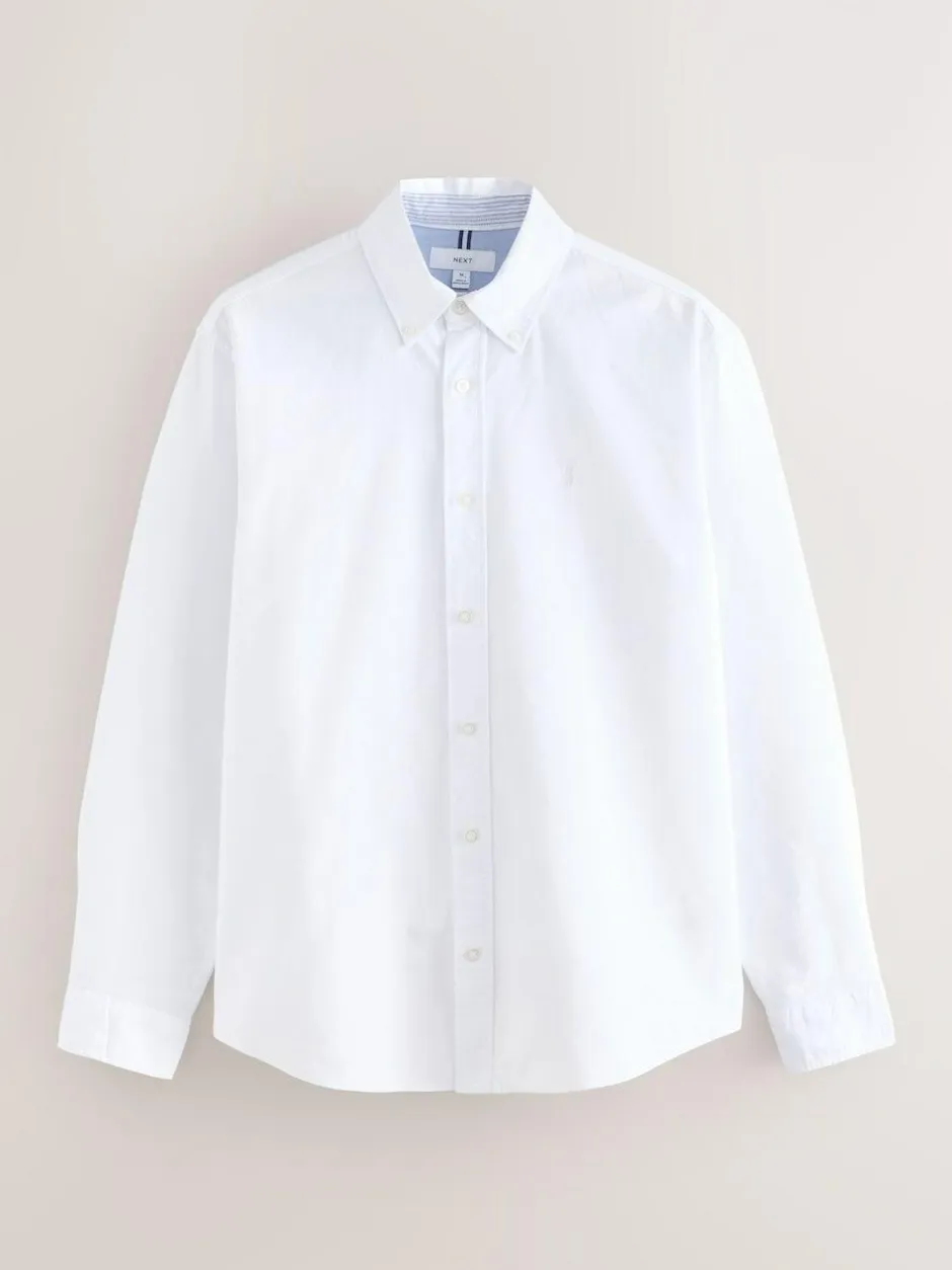 Next White Regular Fit Long Sleeve Oxford Shirt New