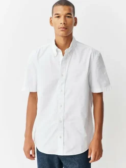 Next White Regular Fit Short Sleeve Oxford Shirt Online