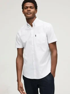 Next Regular Fit Short Sleeve Easy Iron Button Down Oxford Shirt White Discount
