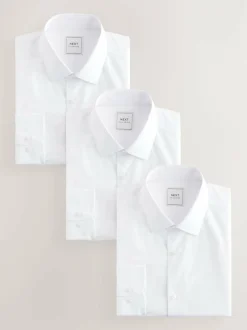 Next Regular Fit Single Cuff Easy Care Smart Shirts 3 Pack White Clearance
