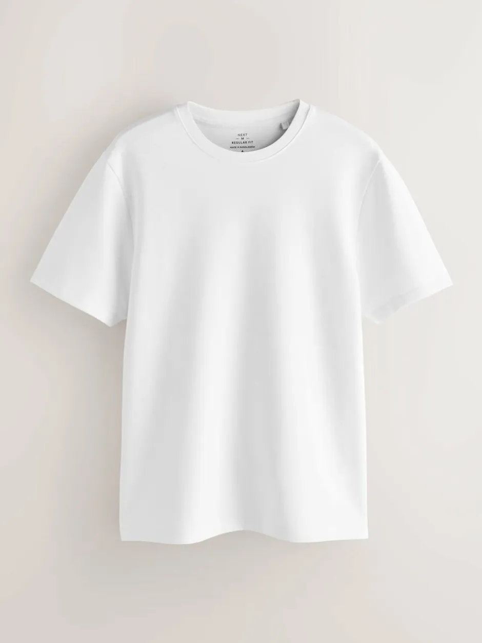 Next White Regular Fit Smart Soft Touch Heavyweight T-Shirt Sale
