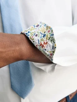 Next Regular Fit Textured Long Sleeve Formal Shirt with Trim White Clearance