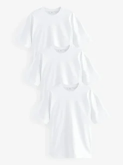 Next White Relaxed Fit Heavyweight T-Shirts 3 Pack Clearance