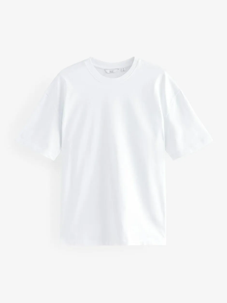 Next White Relaxed Fit Heavyweight T-Shirts 3 Pack Clearance