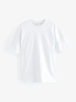 Next White Relaxed Fit Heavyweight T-Shirts 3 Pack Clearance