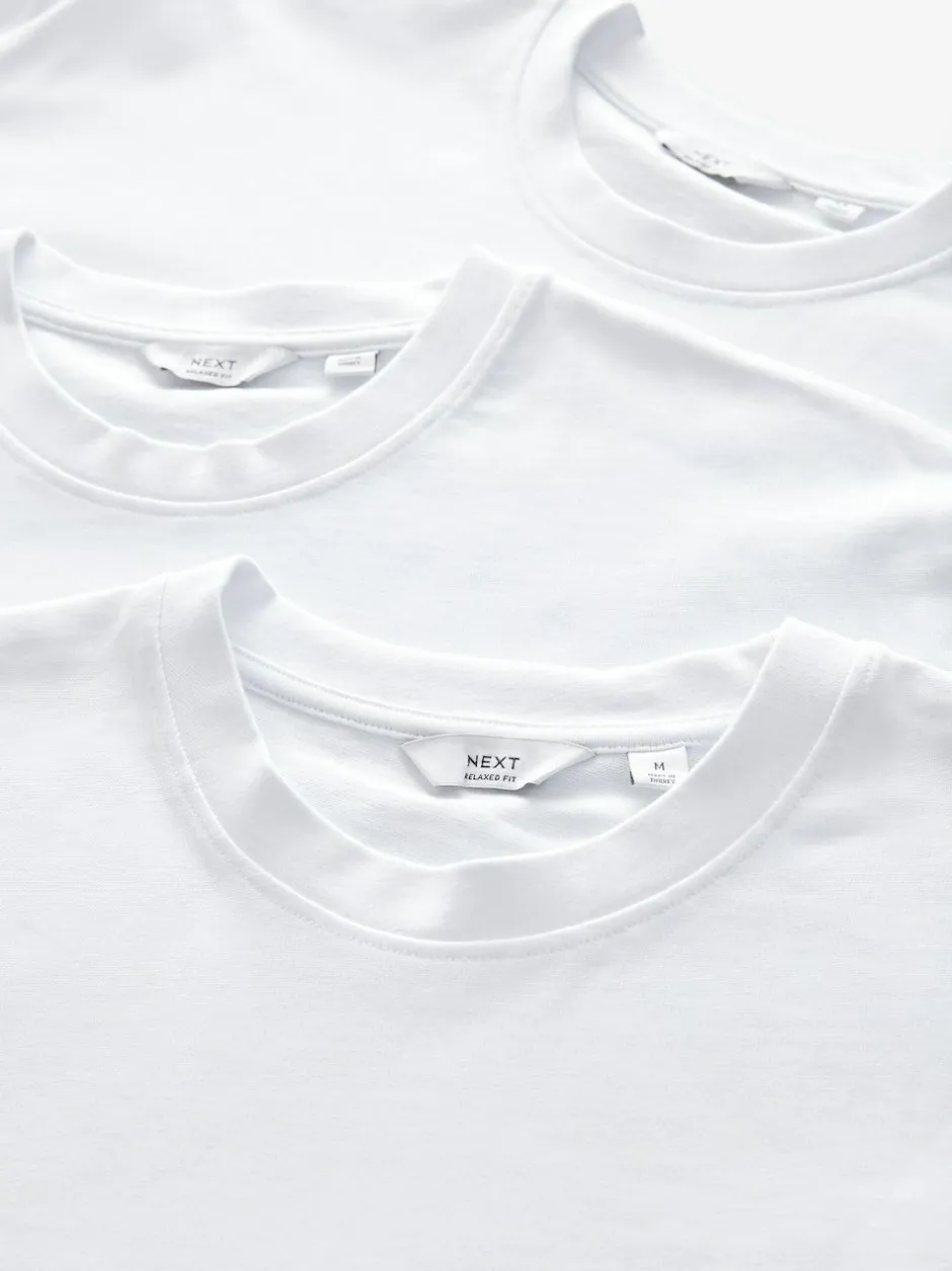 Next White Relaxed Fit Heavyweight T-Shirts 3 Pack Clearance