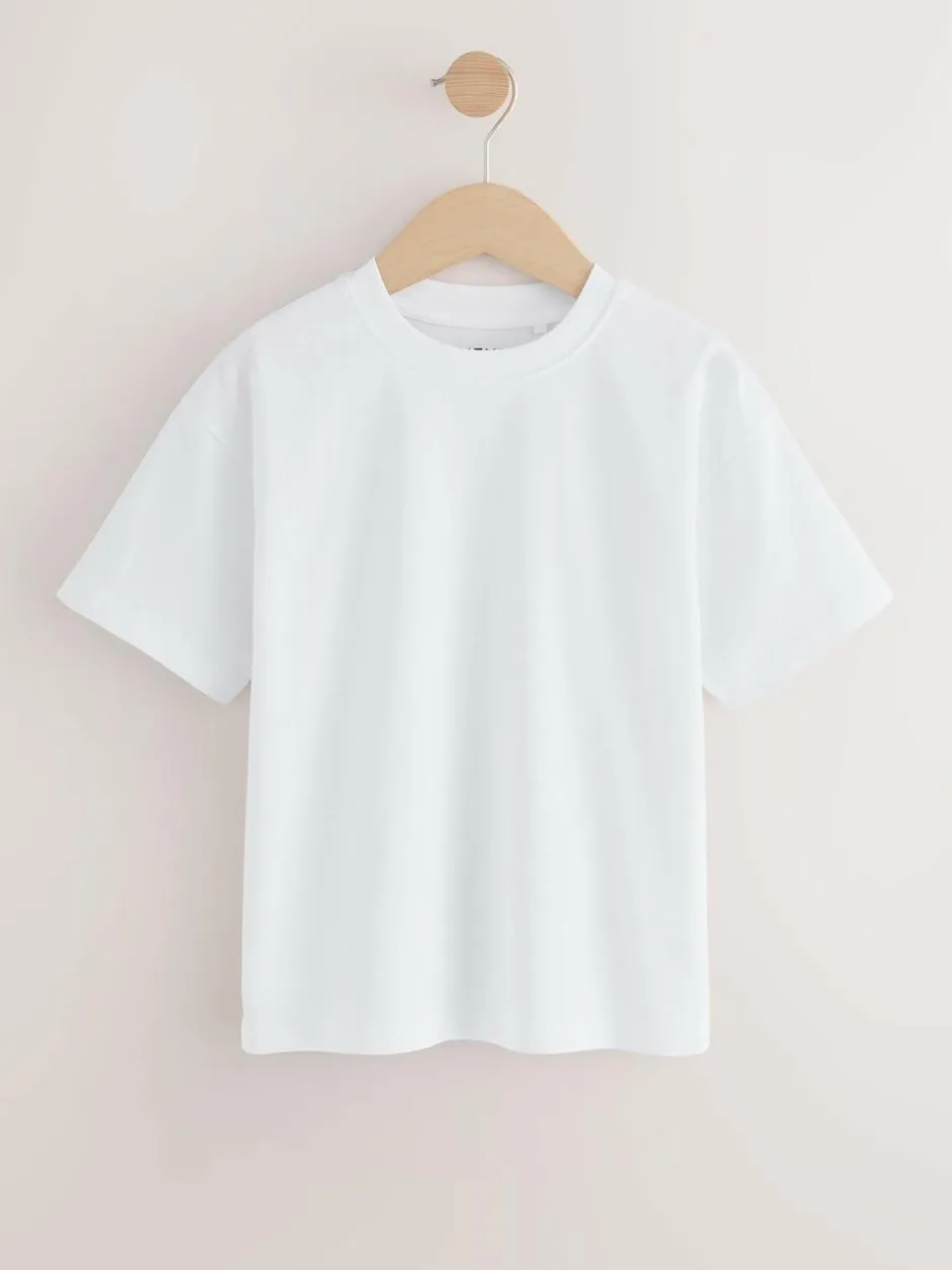 Next Relaxed Fit Short Sleeve T-Shirts 3 Pack (3-16yrs) White New