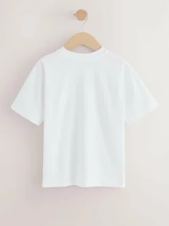 Next Relaxed Fit Short Sleeve T-Shirts 3 Pack (3-16yrs) White New