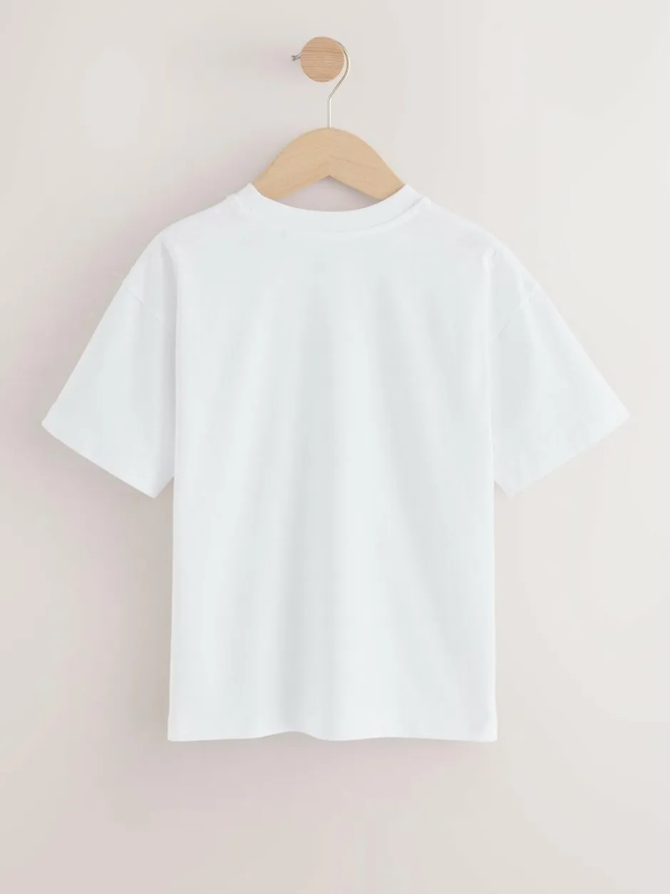 Next Relaxed Fit Short Sleeve T-Shirts 3 Pack (3-16yrs) White New