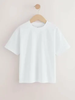 Next Relaxed Fit Short Sleeve T-Shirts 3 Pack (3-16yrs) White New