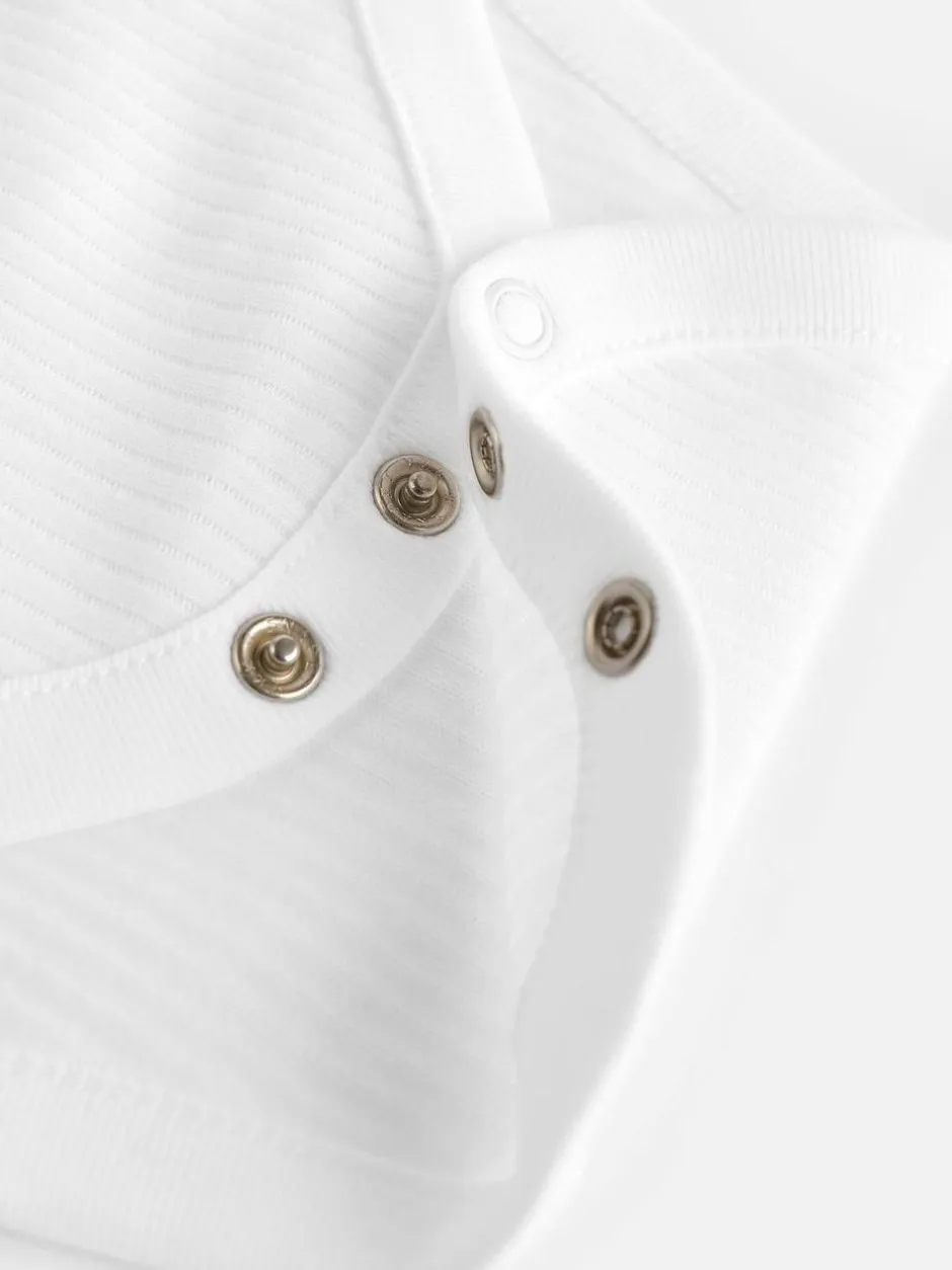 Next White Rib Short Sleeve Baby Bodysuits 5 Pack Outlet