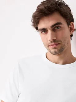 Next Ribbed Short Sleeve Crew T-Shirt White Outlet