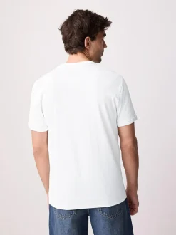 Next Ribbed Short Sleeve Crew T-Shirt White Outlet