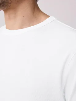 Next Ribbed Short Sleeve Crew T-Shirt White Outlet