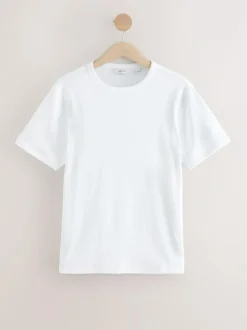 Next Ribbed Short Sleeve Crew T-Shirt White Outlet