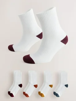 Next Sports Socks 4 Pack White Rich Heel toe Hot