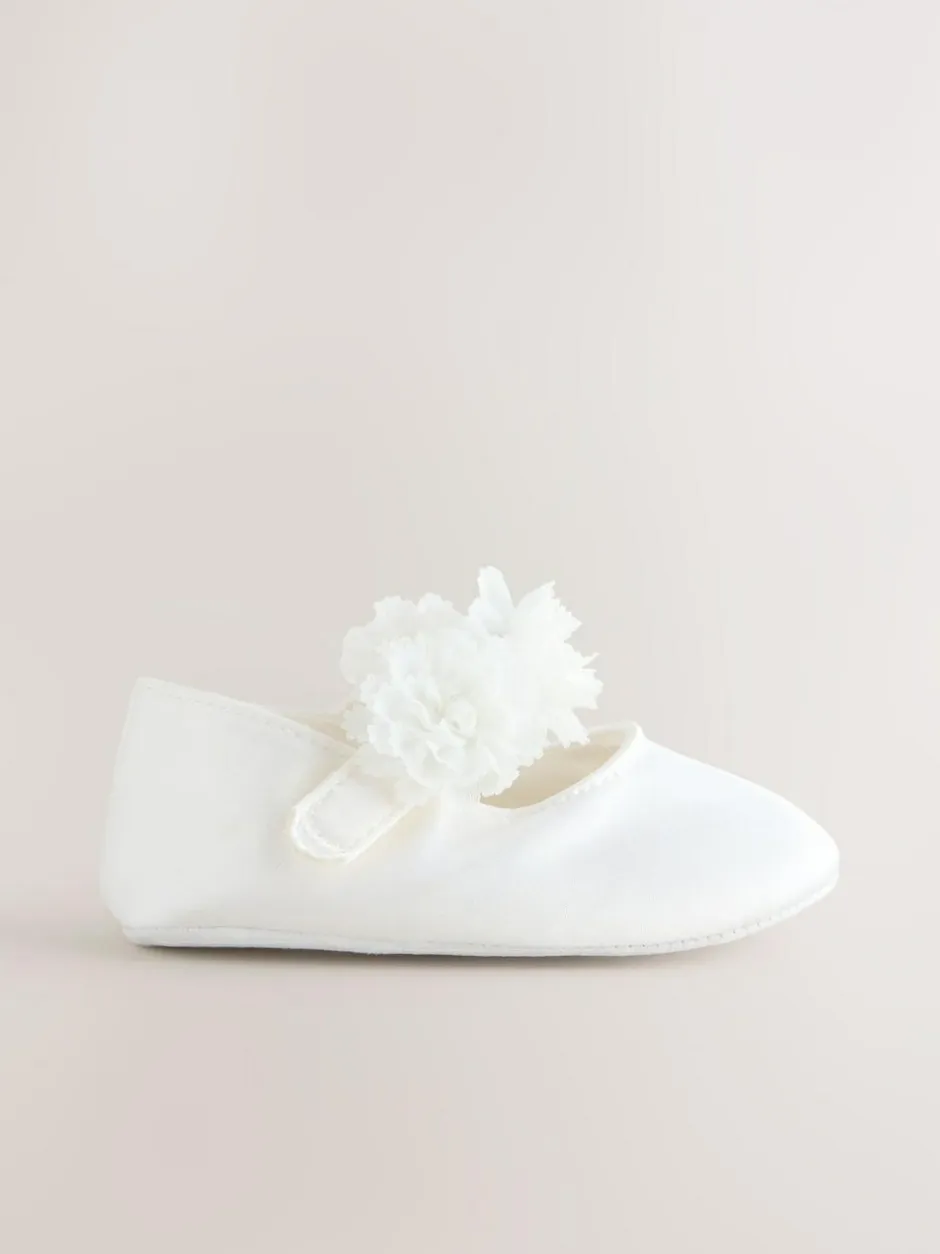 Next White Satin Baby Corsage Shoes (0-24mths) Outlet