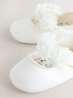 Next White Satin Baby Corsage Shoes (0-24mths) Outlet
