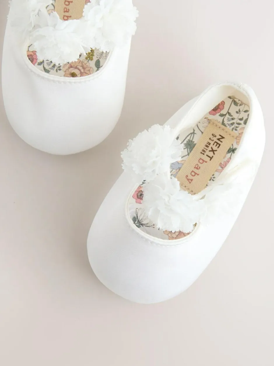 Next White Satin Baby Corsage Shoes (0-24mths) Outlet