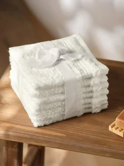 Next Set of 7 Egyptian Cotton Face Cloths White Discount