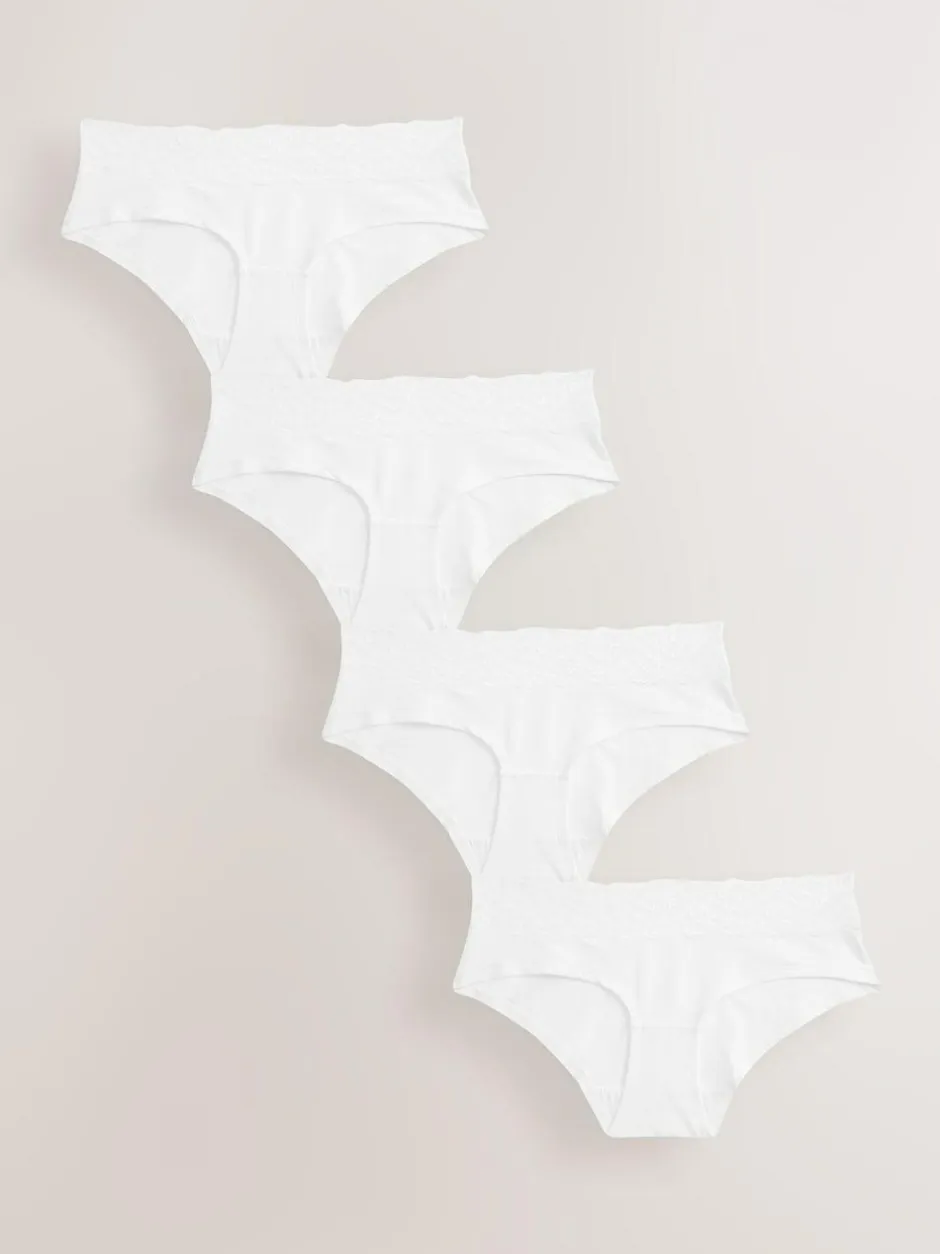 Next White Short Cotton Lace Knickers 4 Pack Discount