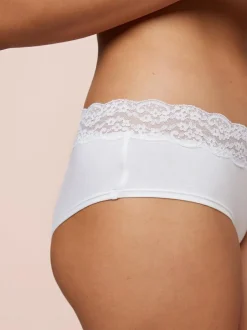 Next White Short Cotton Lace Knickers 4 Pack Discount