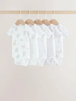 Next White Short Sleeve Baby Bodysuits 5 Pack Discount
