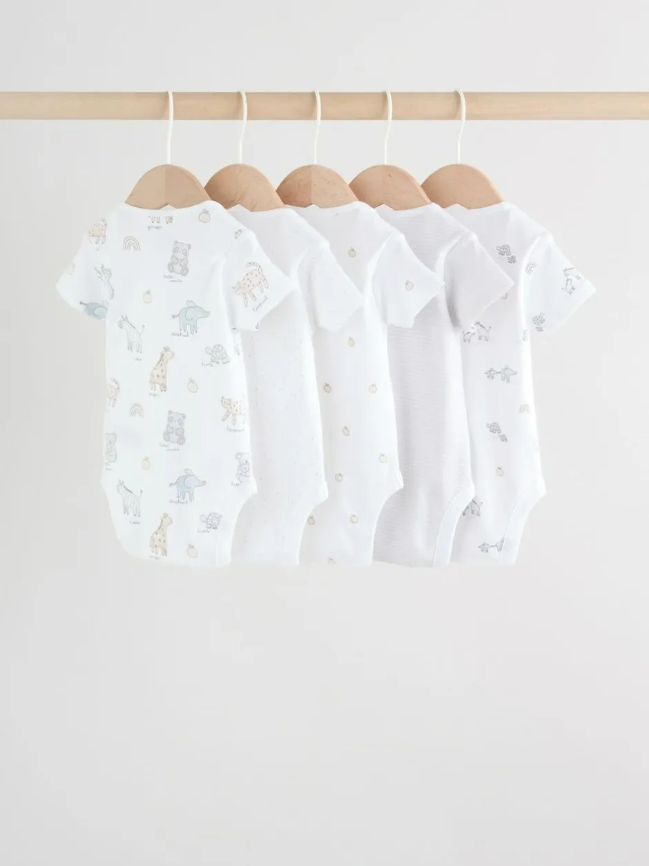 Next White Short Sleeve Baby Bodysuits 5 Pack Discount