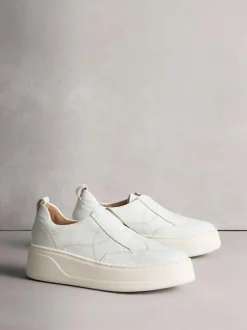 Next Signature Leather Chunky Wedge Platform Trainers White Hot